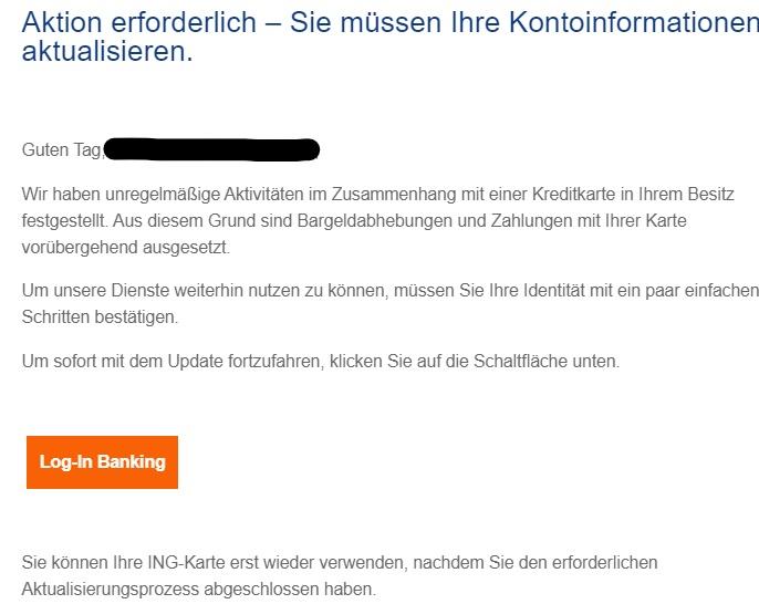 ING Kontoinformationen aktualisieren