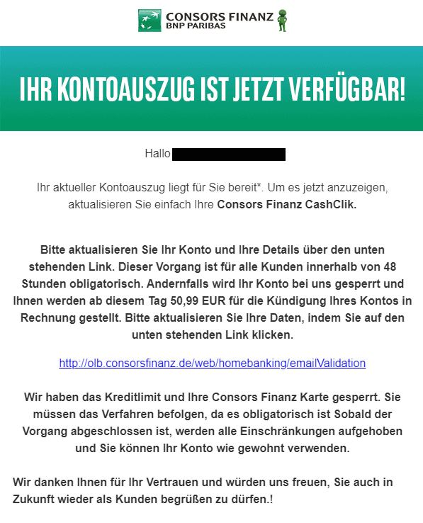 Consor Finanz Kontoauszug