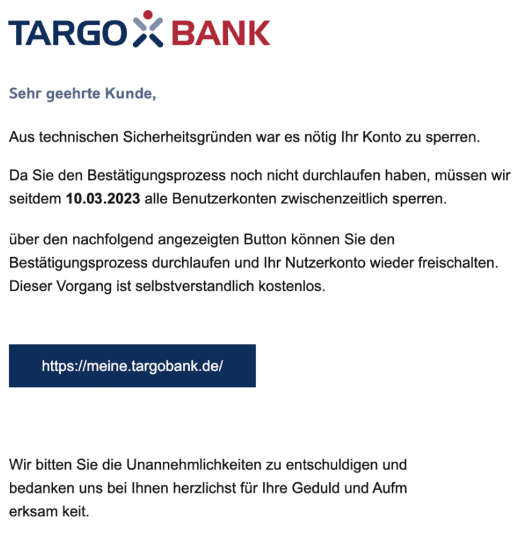 Targobank Konto Sperrung