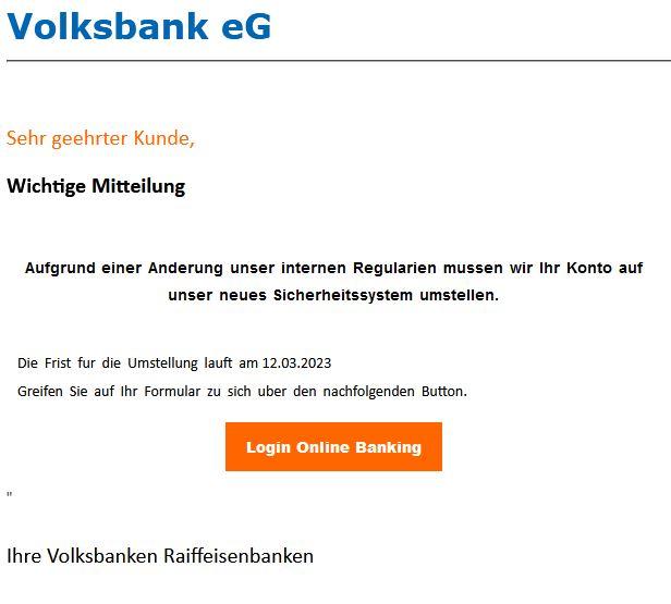 Volksbank Umstellung Online Banking