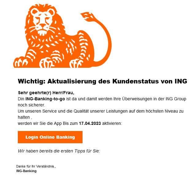 ING Aktualisierung Kundenstatus