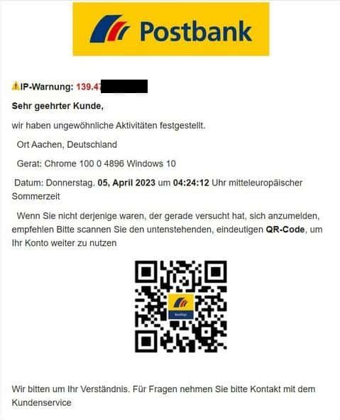 Postbank ungewöhnliche Konto Aktivität