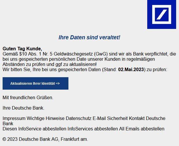 Deutsche Bank Aktualisierung Identität