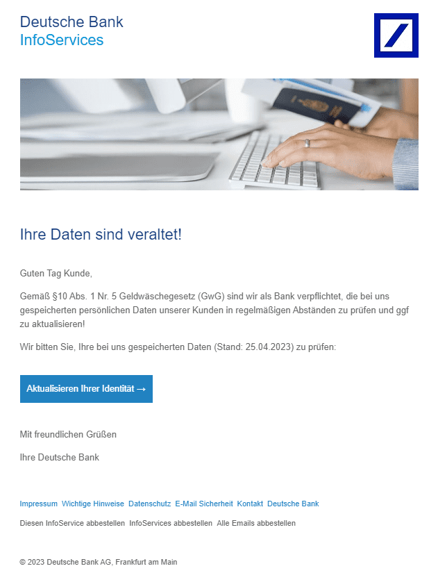 Deutsche Bank veraltete Daten Geldwäschegesetz