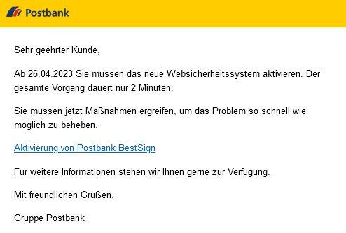 Postbank Websicherheitssystem