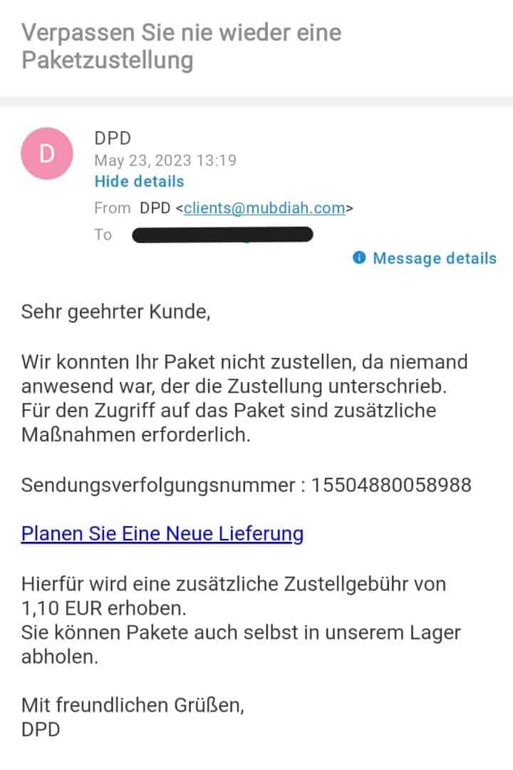 DPD Paket nicht zustellbar