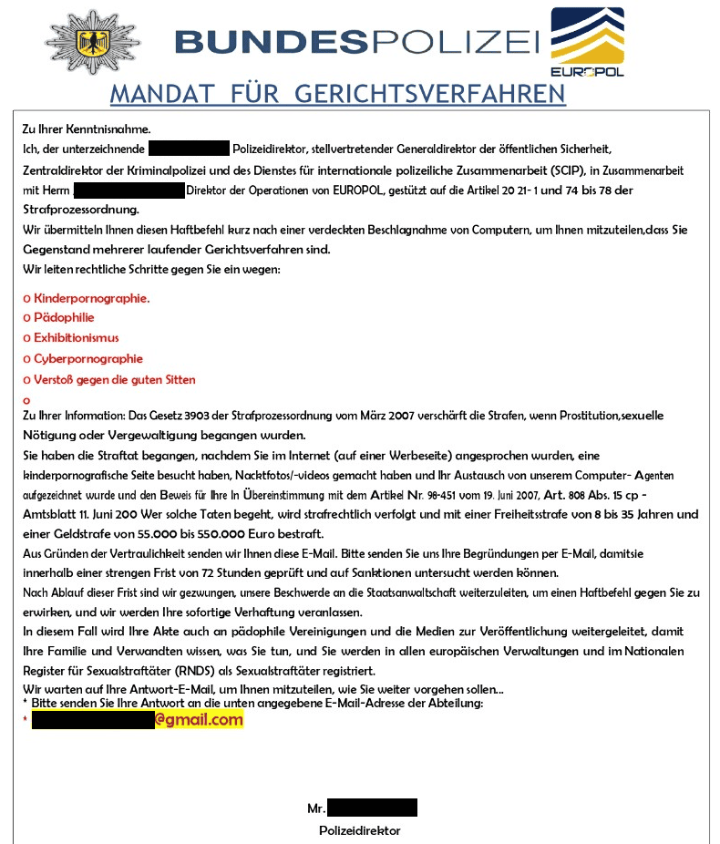 Bundespolizei Europol Haftbefehl