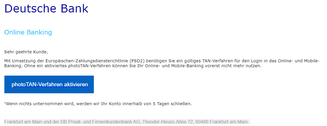 Deutsche Bank europäische Zahlungsdienstrichtlinie