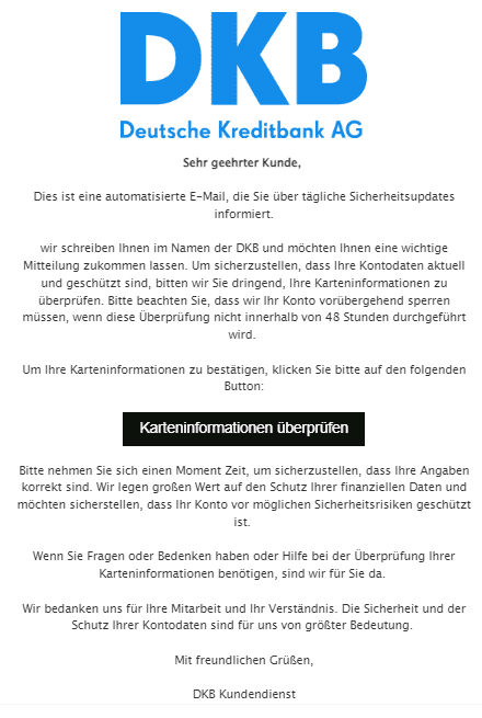 DKB Karteninformationen prüfen