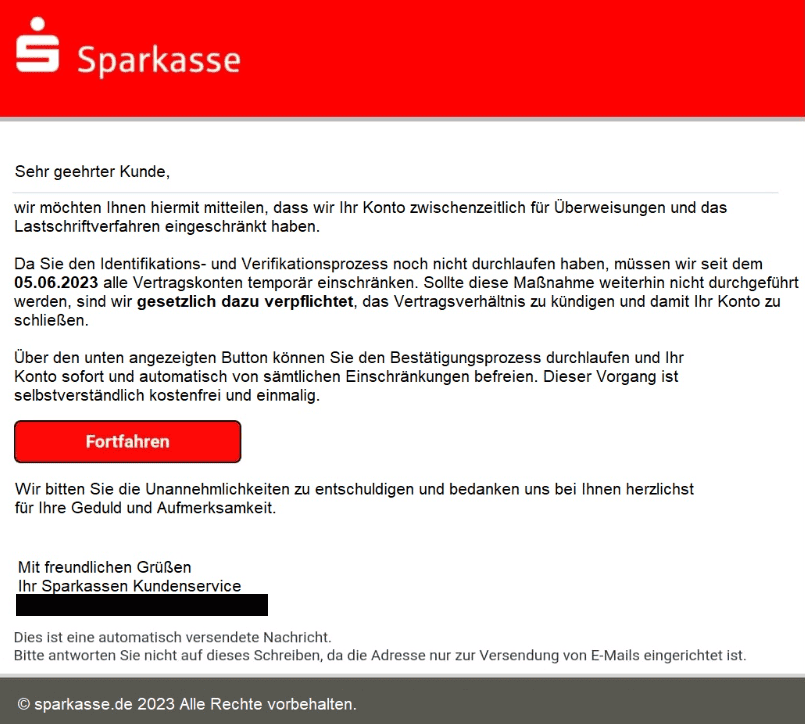 Sparkasse Bestätigungsprozess nicht durchlaufen