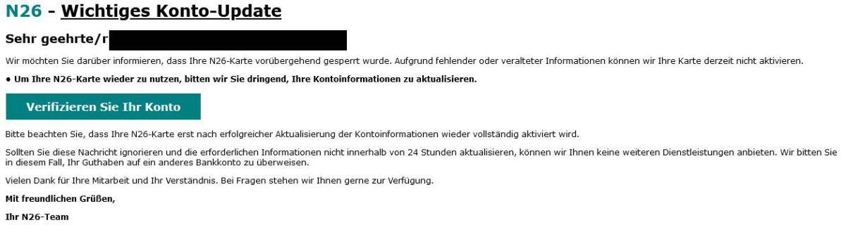 N26 Konto verifizieren fehlende Informationen
