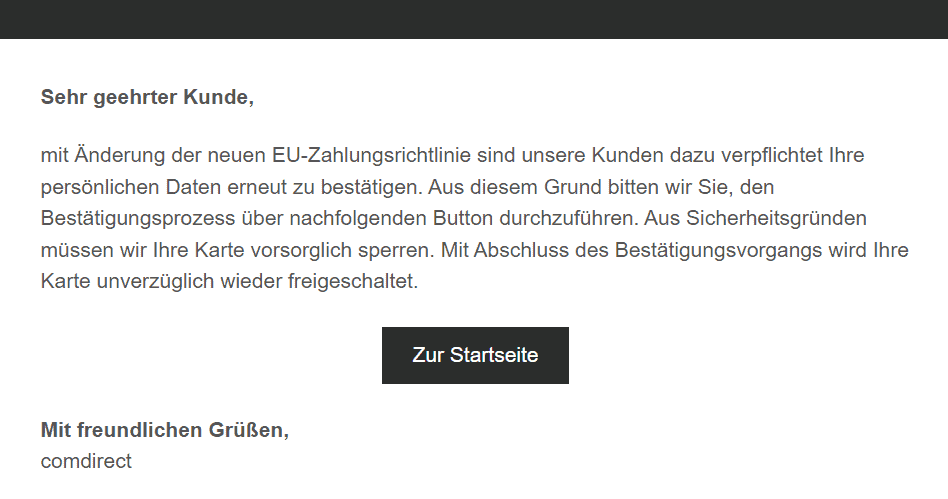 Comdirect EU Zahlungsrichtlinie Bestätigungsprozess