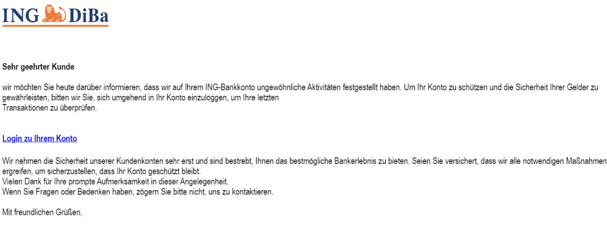ING ungewöhnliche Aktivität