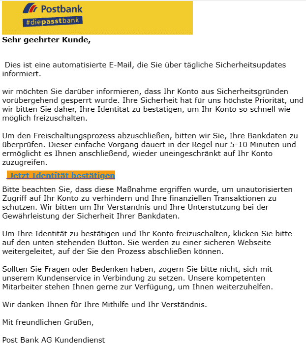 Postbank Identität bestätigen