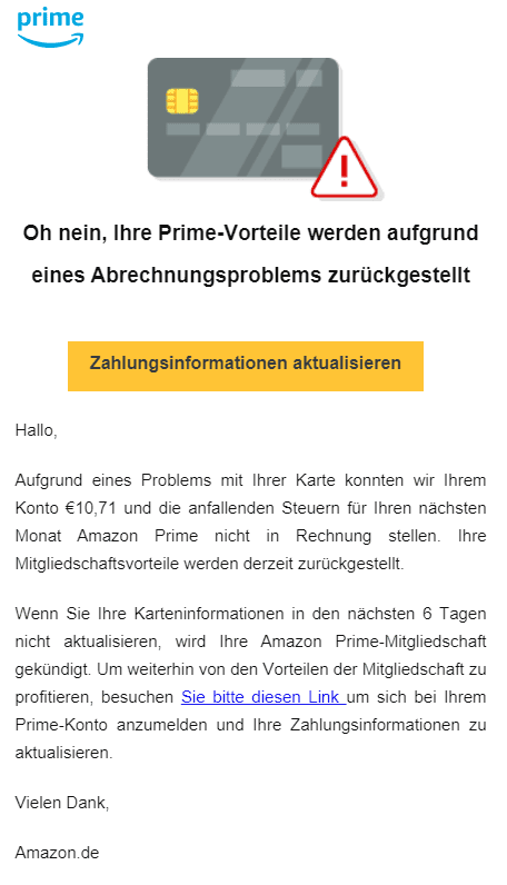 Amazon Abrechnungsproblem Prime Vorteile eingestellt
