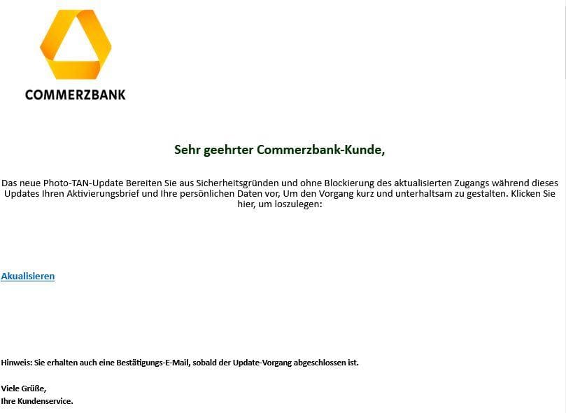 Commerzbank PhotoTan Aktivierungsbrief