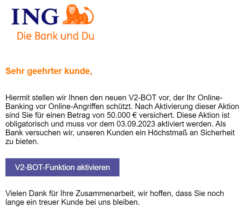 ING V2Bot schützt Online Banking