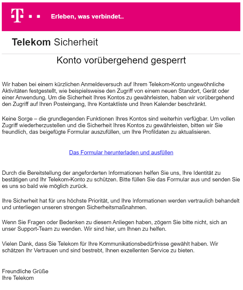 Telekom Konto gesperrt