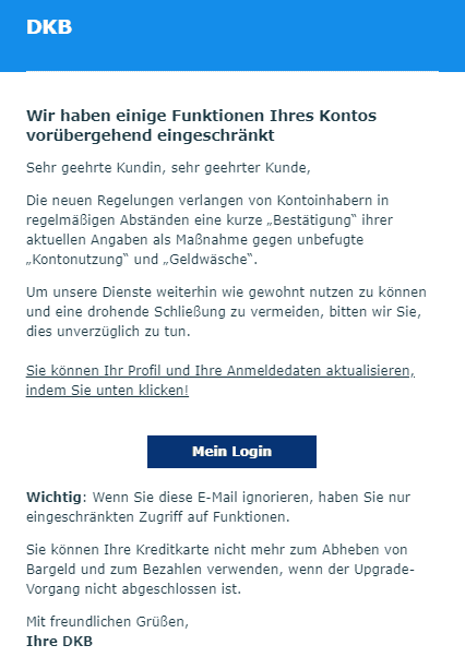 DKB Bestätigung aktueller Angaben