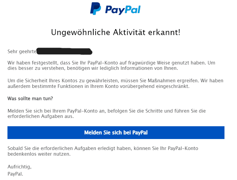 PayPal vorübergehend eingeschränktes Konto