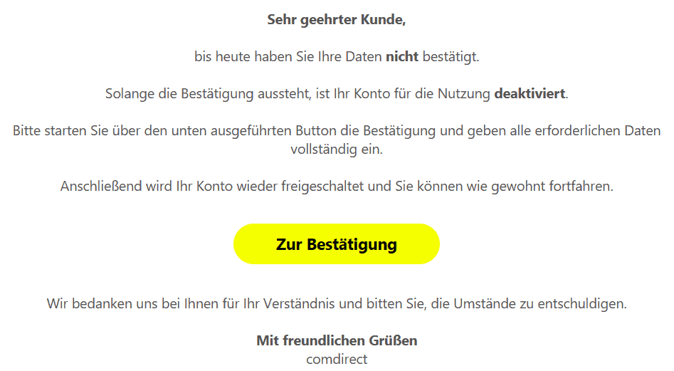 Comdirect Datenbestätigung durchführen