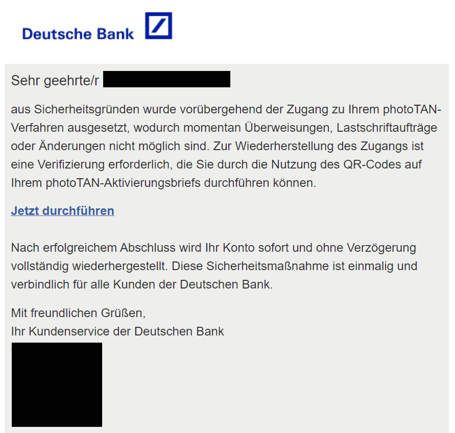 Deutsche Bank Verifizierung PhotoTan durchführen