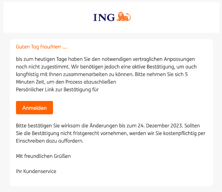 ING Zustimmung vertragliche Anpassungen