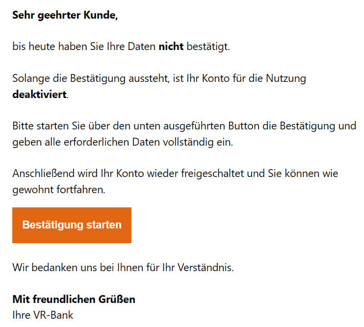 Volksbank Konto deaktiviert