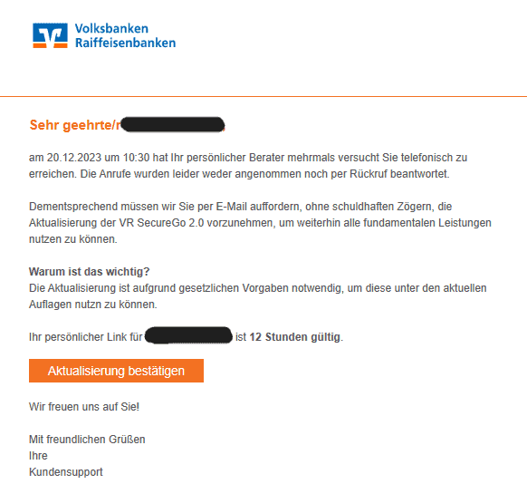 Volksbank VR SecureGo 2.0 Aktualisierung durchführen