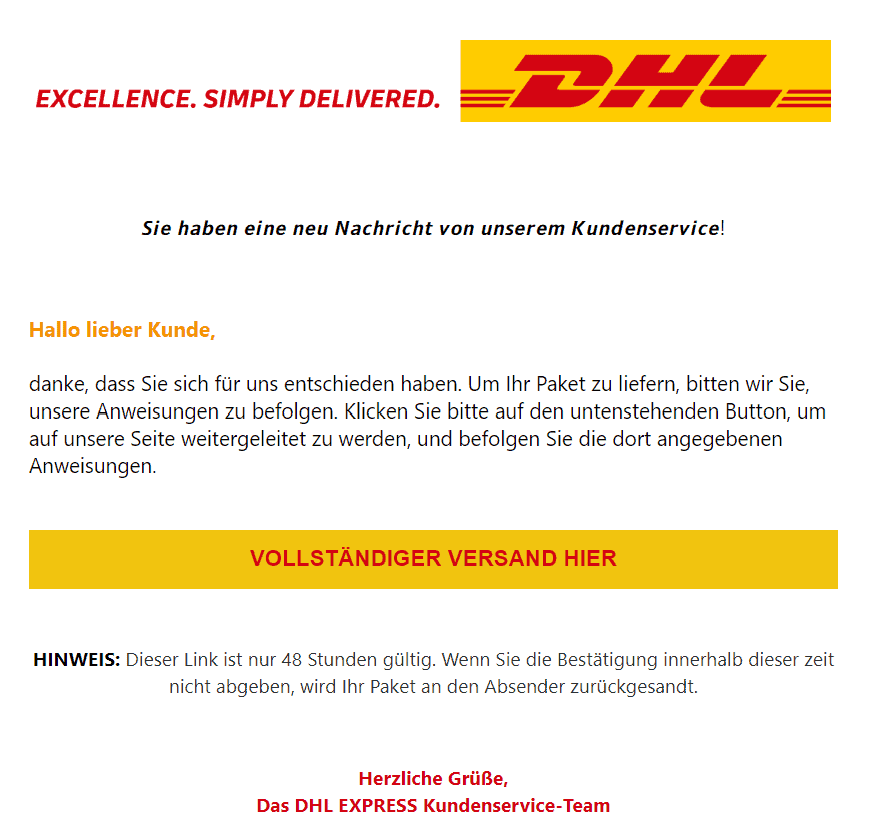 DHL Versand Paket Lieferung