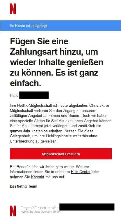 Netflix Mitgliedschaft erneuern Zahlungsart hinzufügen