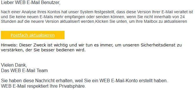 Web.de Postfach aktualisieren E-Mail veraltet