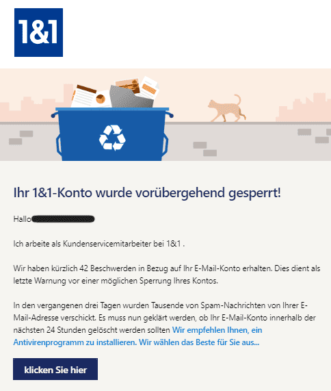 1und1 Konto vorübergehend gesperrt