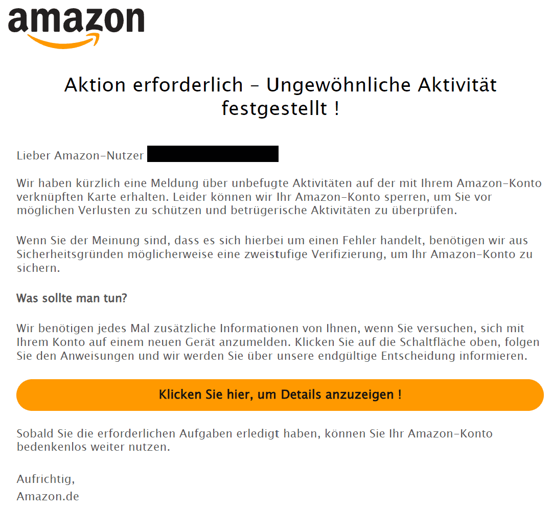 Amazon Schutz Verlust betrügerische Aktivität