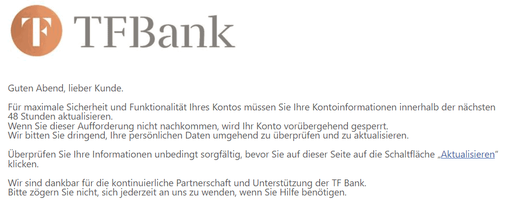 TF Bank maximale Sicherheit Datensicherheit