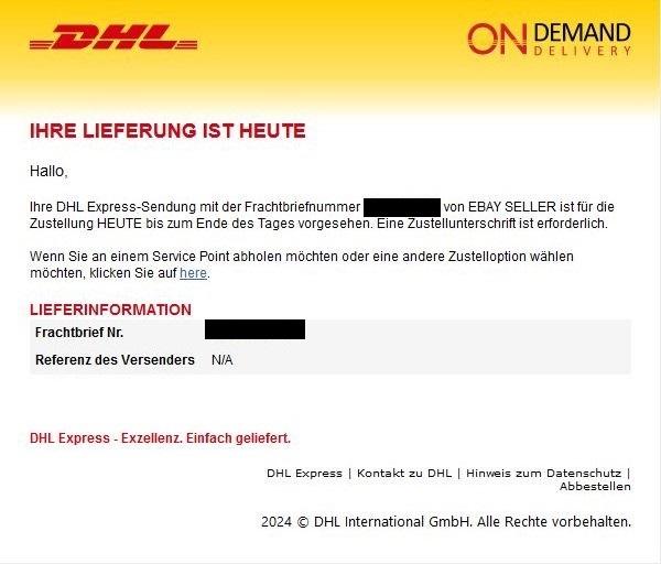 DHL Zustellung ebay seller