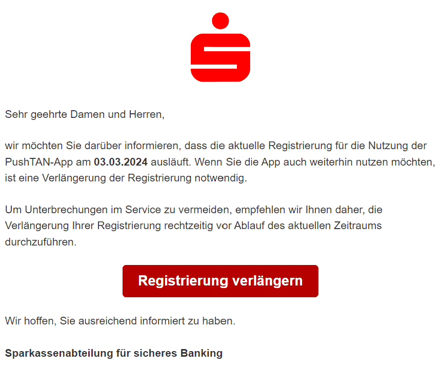 Sparkasse PushTan ungültig