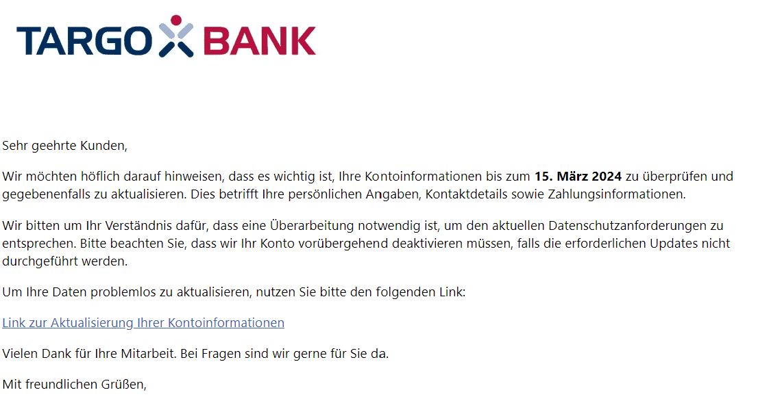Targobank Aktualisierung Kontaktdetails