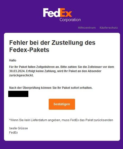 Fedex Fehler Paket Zustellung
