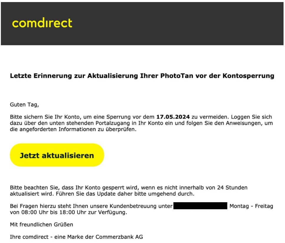 Comdirect Drohung Kontosperrung