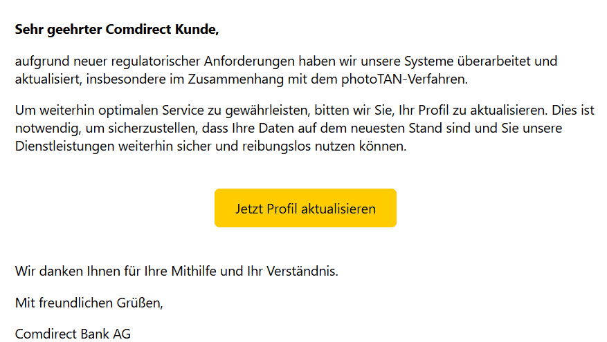 Comdirect Kunden Profil aktualisieren