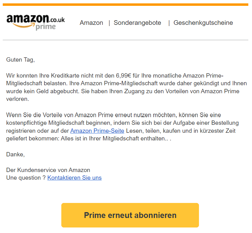 Amazon Prime Mitgliedschaft gekündigt und neu abonnieren