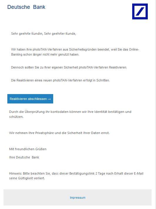 Deutsche Bank Reaktivierung Tan Verfahren
