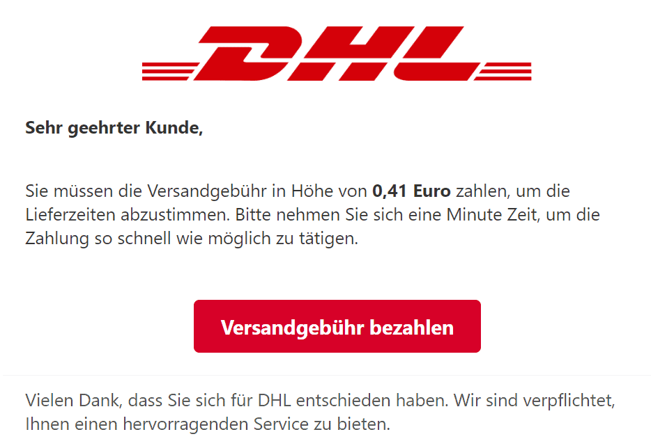 DHL Versandgebühr bezahlen