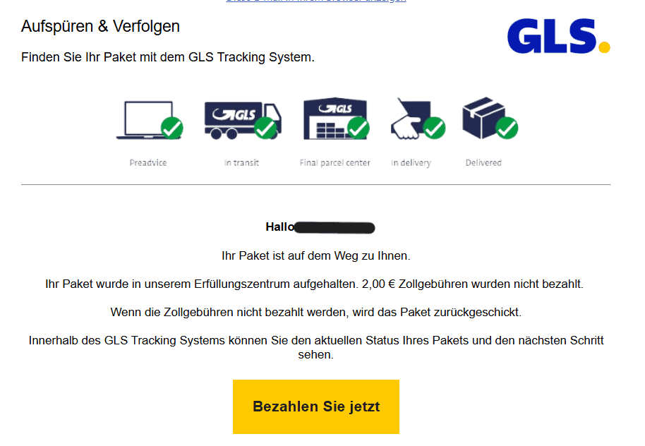 GLS Paket Zollgebühren bezahlen