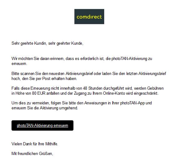 Comdirect Phototan Aktivierung erneuern