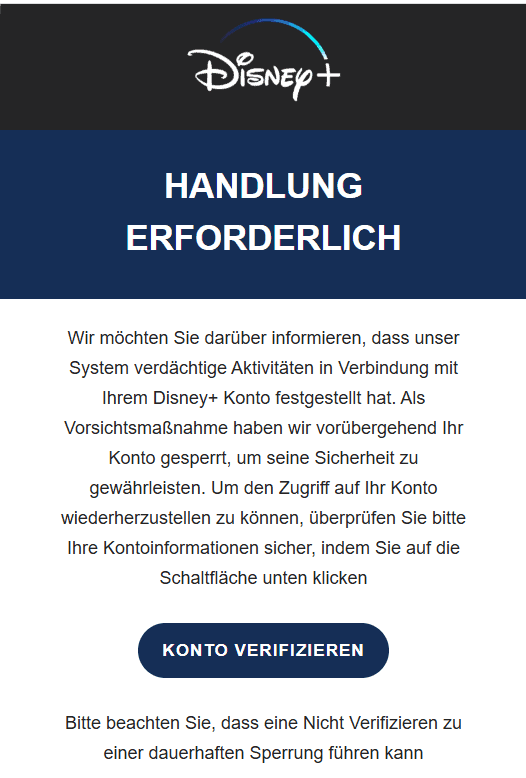 Disney+ Handlung erforderlich Konto verifizieren