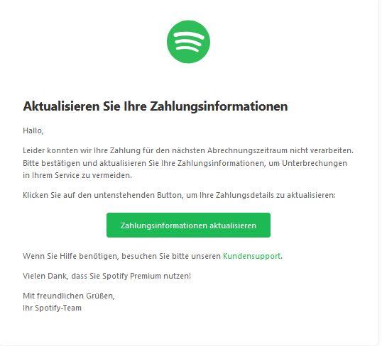 Spotify Zahlungsbedingungen aktualisieren