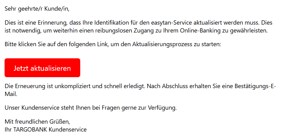 Targobank EasyTan Identifikation