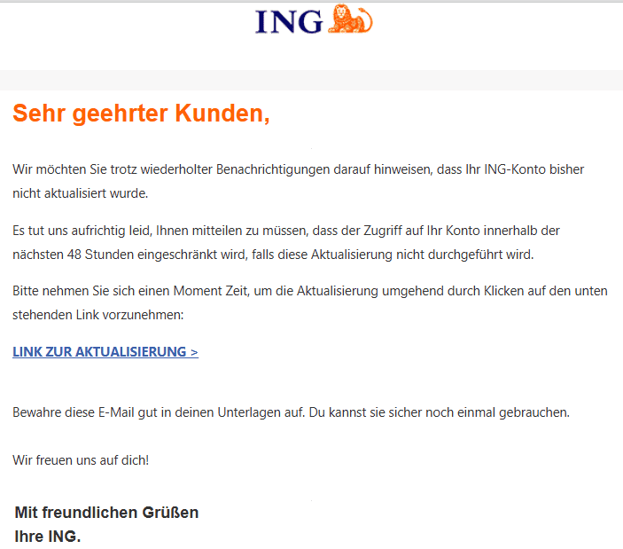 ING Konto erneut nicht aktualisiert